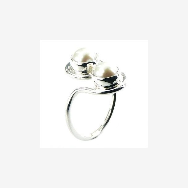"Uma" Slv Ring med 2 ferskvands perler