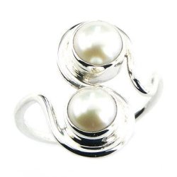 "Uma" Slv Ring med 2 ferskvands perler