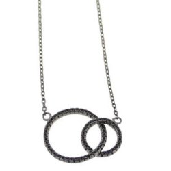 "Alice" Sort Slv Halskde med sorte krystaller