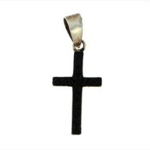 Kors Slv Vedhng med sm sorte krystaller