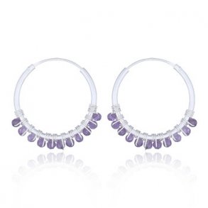 Creoler Slv reringe Med Amethyst Sten