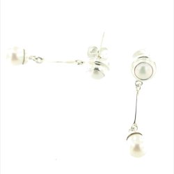 "Jade" Slv reringe med 2 Ferskvands perle