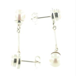 "Jade" Slv reringe med 2 Ferskvands perle