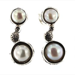 "Ivana" Slv reringe med 2 Ferskvands perle